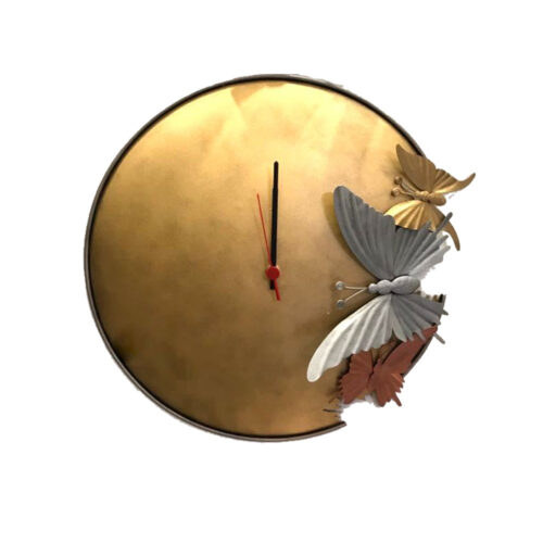 Χειροποίητο Ρολόι Τοίχου Μεταλλικό με Πεταλούδες