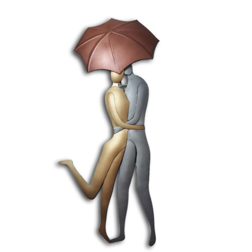 Χειροποίητο μεταλλικό ζευγάρι με ομπρέλα, επιτοιχιο