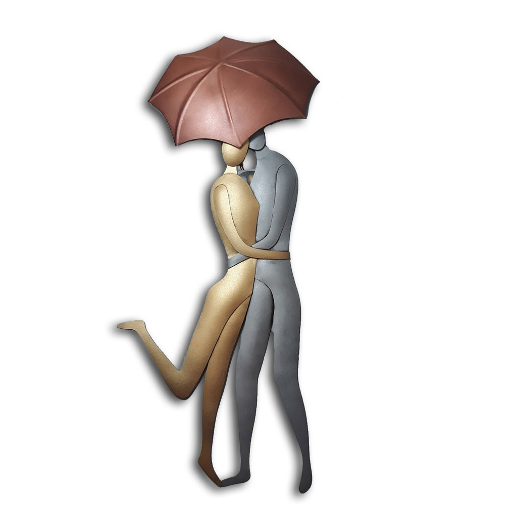 Χειροποίητο μεταλλικό ζευγάρι με ομπρέλα, επιτοιχιο